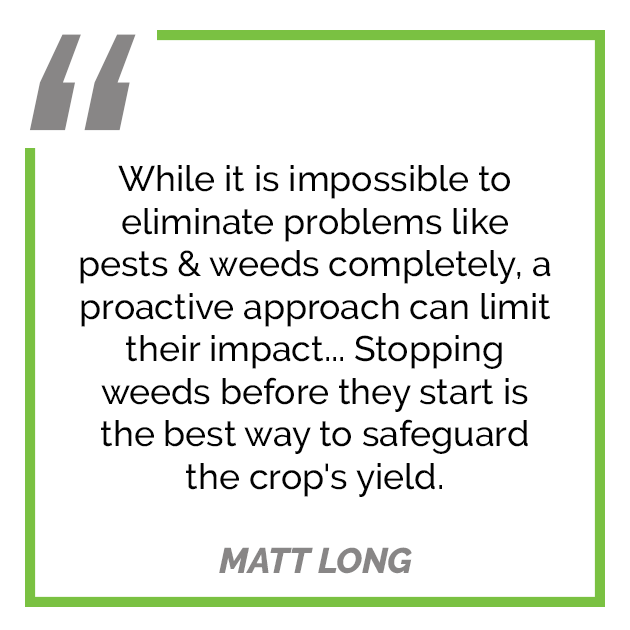 A quote from farming expert Matt Long on stopping weeds before they start